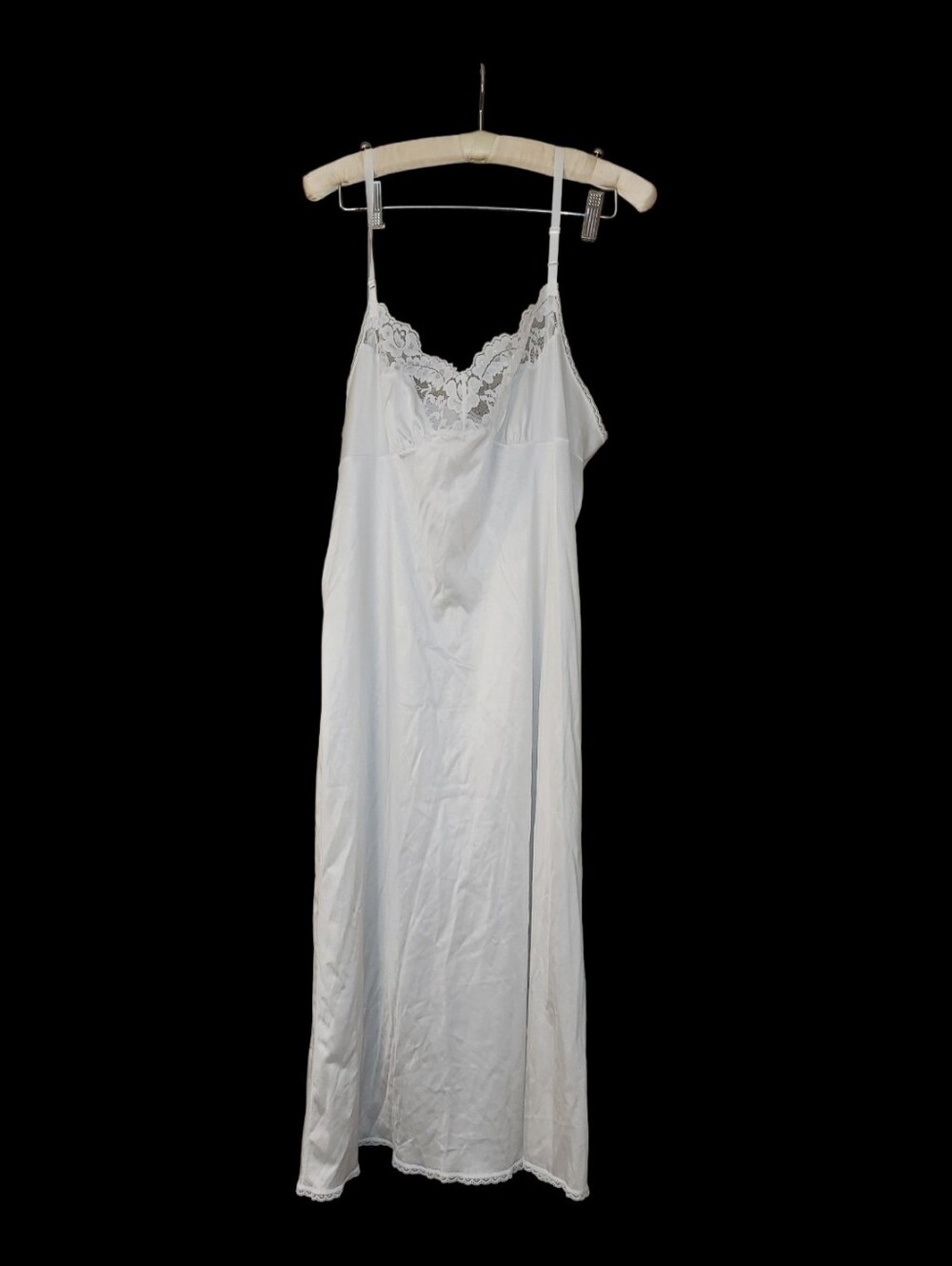 Vassarette White Full Slip Dress Lace Accent 40